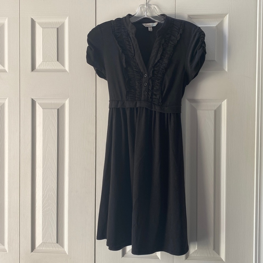Black s/s back tie s/s dress with chest detail sz S